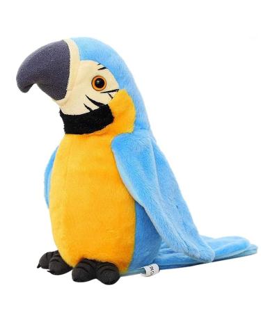 iNszkoos Talking Parrot Repeat What You Say Electronic Mimicry Pet Plush Toy Funny Pronunciation Talking Parrot Soft Toy Good Helper in Learning to Speak for Kids Funny Gifts Blue