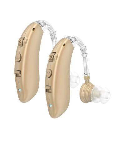 Hearing Aids for Seniors Rechargeable Hearing Amplifier with Noise Cancelling for Adults Hearing Loss Digital Ear Hearing Assist Devices with Volume Control Brown