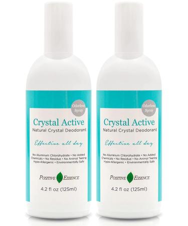 Crystal Deodorant Spray Natural Long Lasting Thai Crystal Spray Deodorant No Aluminum Chlorohydrate or Chemicals Unscented Odorless Spray Deodorant for Women and Men 125 ml 4.2 Fl Oz (2-Pack) 4.25 Fl Oz (Pack of 2) Odorless