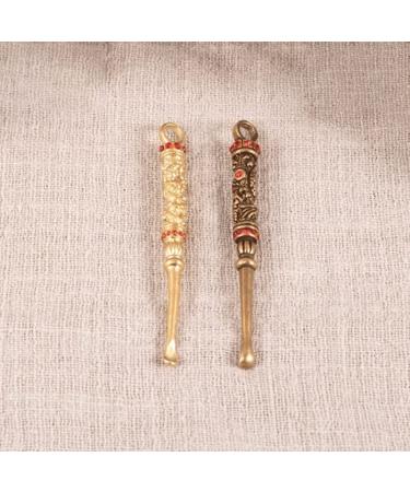 Marycan Ear Wax Removal - Retro Brass Dragon Portable Ear Cleaning Tool Ear Pick Ear Wax Remover Curette Cleaner Keychain Pendants Ideal Gift(2-Pack)
