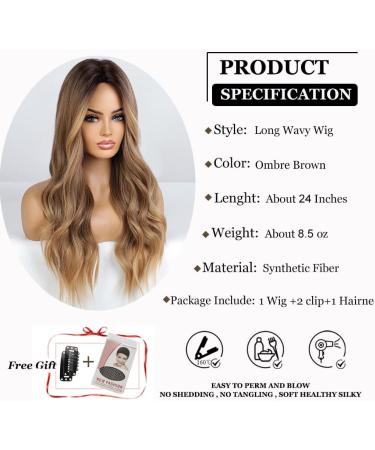 Esmee Long Wave Ombre Brown Synthetic Curly Wig for Women - Perfect for Daily Wear and Parties - Buy Online on GoSupps.com