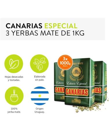 Qumir - Pack de Yerba Mate Canarias Edicion Especial 1Kg - 3 Units - Total 3 Kg de Yerba Mate - Buy Online on GoSupps.com