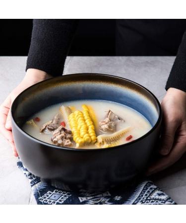 Snack Dip Bowls Dishware Household Kiln Glaze Blue Bowl 8 Inch Ceramic Soup Bowl Ramen Bowl Creative Compatible with Kitchen Restaurant Gifts - Buy Online on GoSupps.com