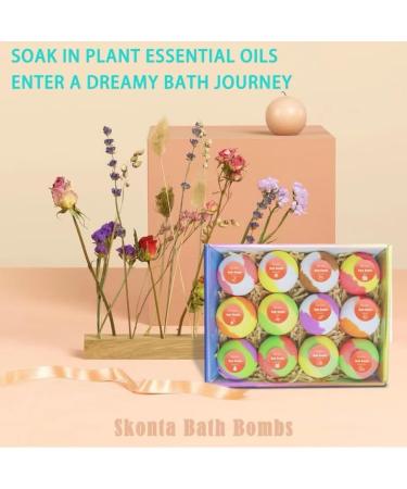 Skonta Bath Bombs Gift Set 12-Pieces Handmade Vegan & Cruelty Free Bath Bombs Fizzy Bubble Perfect for Bubble and Spa Bath Birthday Mothers Day Gifts Idea for Her/Him Wife Girlfriend Teens - Buy Online on GoSupps.com
