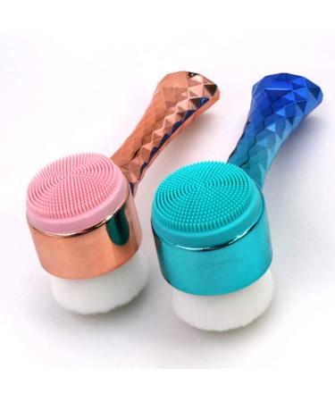 Buy 3D Gradient Blue Facial Exfoliator Brush - Double-Sided Skin Care Tool Pore Cleaner & Massager for Clear Skin - Buy Online on GoSupps.com