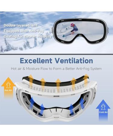 findway Ski Goggles OTG for Women Men Adult Youth - A1-white Frame Silver Lens Vlt 12% - Buy Online on GoSupps.com