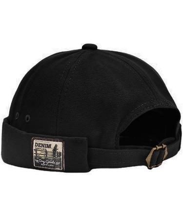 Xyiyi men's dock hat Brimless has skull cap workers sailor hat Rolled cuff retro beanie hat unit size black