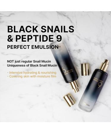 FARMSTAY Black Snail & Peptide 9 Perfect Toner + Emulsion Snail Mucin Moisturizer for Elastic & Glow Skin Hydrating & Soften Anti-Aging Skin Barrier Repair for Women & Men Korean Skin Care - Buy Online on GoSupps.com
