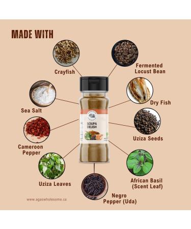 Aga's Wholesome Soupa Delish 100g West Africa Soup Seasoning Fermented Locust Bean Crayfish Fish Powder Native African Spices Nigerian Soup Spice Low Sodium & MSG Free Natural Spices Native African Spices Gluten Free Non-Irradiated GMO Free - Buy Online on GoSupps.com