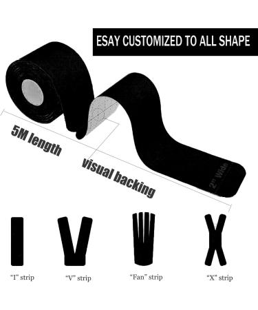 Kinesiology Tape Pro Athletic Sports 3 Rolls - Waterproof Breathable Latex Free Tape for Ankle Wrists Knees - Elastic & Precut Strips for Running, Tennis, Swimming - Black (3 Pack) - Buy Online on GoSupps.com