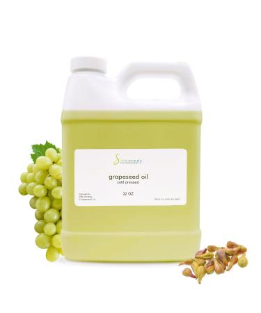 GRAPESEED OIL Cold Pressed Unrefined | 100% Natural Available in Bulk | Carrier for Essential Oils  Face  Skin  Hair Moisturizer  Soap Making | 32 OZ 2 Pound (Pack of 1)