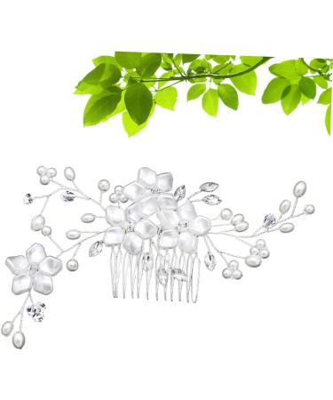 Mikinona 1pc Bridal Hair Combs Wedding Hair Combs Floral Hair Clips Headdress for Women Bridal Hair Pin Bride Hair Combs Pearl Clips for Hair Rhinestone Hair Clips Wedding Headpiece White - Buy Online on GoSupps.com
