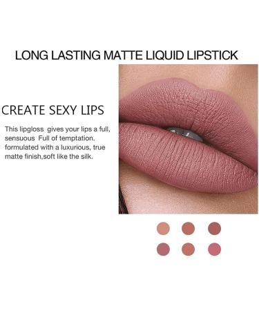 6Pcs Matte Liquid Lipstick Set | Long-Lasting Wear | Non-Stick Cup | Waterproof | Nude Colors | Lip Makeup Gift Set for Women - Buy Online on GoSupps.com