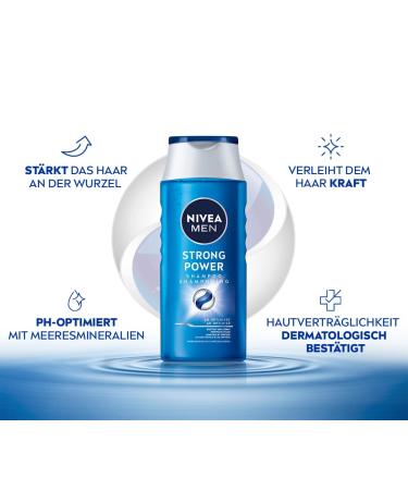 Nivea Men Strong Power Shampoo - Silicone-Free Microplastic-Free Marine Minerals pH-Optimized (250 ml) - Best Hair Care for Men - Buy Online on GoSupps.com