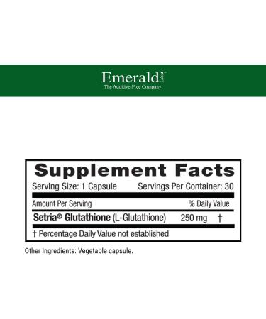 Emerald Labs Setria L-Glutathione - 30 Vegetable Capsules for Liver Cleanse & Immune Health - Buy Online on GoSupps.com