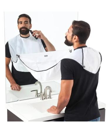 Shaving Bib for Men Beard Hair Catcher Protects Bathroom from Mess Black Shaving Bib Shaving (Black)