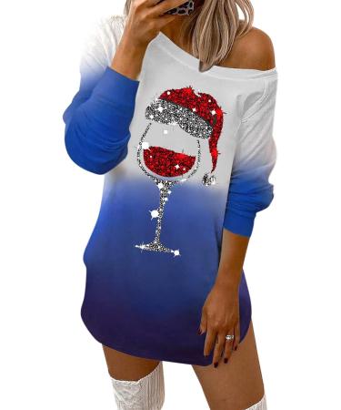 Shop Women's Long-Sleeved Christmas Shirt Dress | Off-Shoulder Autumn Tunic | Funny Reindeer Print | Perfect Party & Holiday Outfit - Buy Online on GoSupps.com