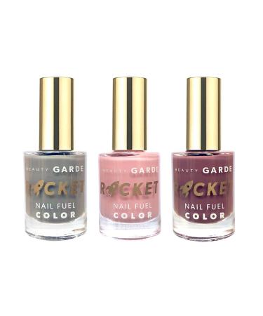 BeautyGARDE Rocket Nail Fuel Polish - 3 Pack - Nail Polish Colors 1 Dream On 1 Concrete Jungle 1 Mauve Madame Nail Polish Strengthener & Growth Treatment 7-Free Nail Care Nonie Cr me 1.5 Oz