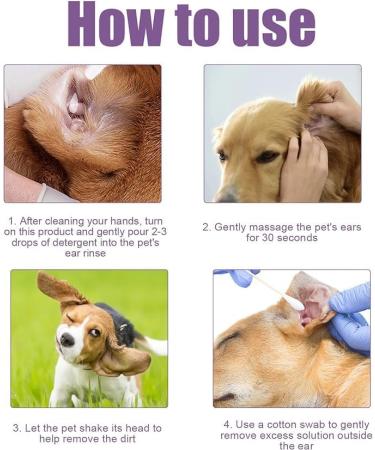 Dog Ear Rinse Dog Ear Cleaner Solution & Infection Treatment for Dogs & Cats Dog Ear Wash Helps Removes Earwax Odor Stop Infections and Itching Contains 10 Cotton Swabs 118ml/4fl.oz - Buy Online on GoSupps.com