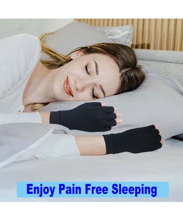 2 Pairs Copper Infused Compression Arthritis Gloves for Hand Pain Relief - Medium Size for Women & Men - Ideal for Carpal Tunnel, RSI, Rheumatoid, Tendonitis - Fingerless Design for Computer Typing Support (Black) - Buy Online on GoSupps.com