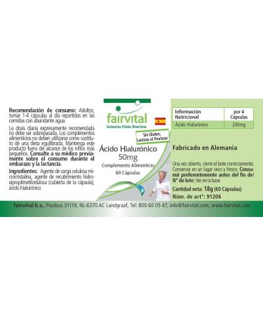  fairvital Fairvital | Hyaluronic Acid 50mg - 15 days - Vegan - 60 Capsules - Buy Online on GoSupps.com
