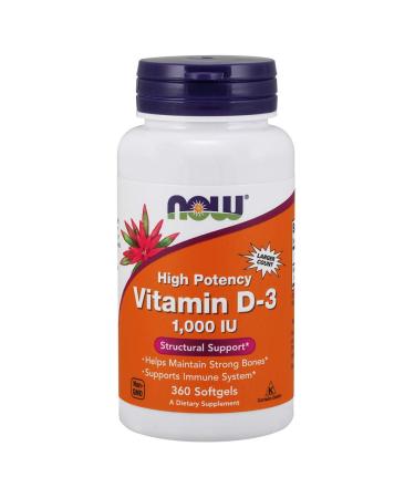 Now Foods Vitamin D-3 High Potency 1000 IU 360 Softgels