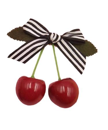 2 Pcs Female Cherry Bow Hair Clip Hairpins For Girls Vintage Party Holiday Hair Accessories