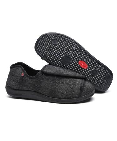 Yytcsjz Men's Extra Wide Width Slippers with Adjustable Closures Extra Wide Width Arthritis Edema Swollen Diabetic House Shoes Anti Slip Sole (Color : Gris Size : 6.5) 6.5 Gris