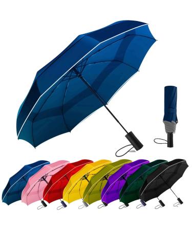 MRTLLOA 49 Inch Automatic Open & Close Windproof Travel Umbrella Compact Double Canopy Vented Waterproof Folding Golf Umbrellas for Rain Portable for Car Backpack Luggage for Women and Men 49 Inch Dark Blue