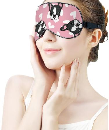 LynaRei French Bulldog Sleep Mask | Pink Heart Design | Adjustable Super-Smooth Eye Cover for Men and Women | Ideal for Travel and Nap | Style-1 - Buy Online on GoSupps.com