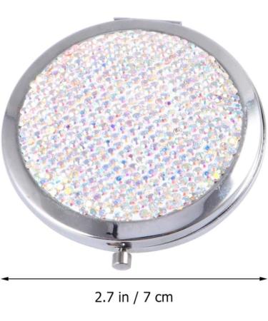 Lurrose Travel Wallet Bling Compact Mirror Round Folding Mirror Double- sided Cosmetic Mirror Portable Pocket Mirror Rhinestone Mirror for Travel and Home Use (Colorful White) Travel Mirror - Buy Online on GoSupps.com