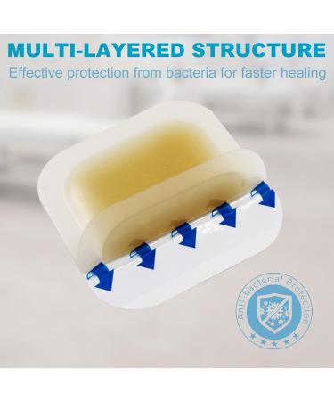 Buy Pack of 10 Hydrocolloid Adhesive Bandages Sterile 4x4 Hydrogel Wound Dressing for Fast Healing of Bedsores Surgical Wounds and Acne Prone Skin International Shipping Available - Buy Online on GoSupps.com