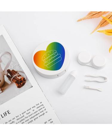 Hamburger Lover Rainbow Round Case For Contact Lens Kit Storage Box with Mirror Printed - Buy Online on GoSupps.com