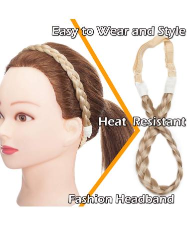 Silk-Co Women's 3-Strand Blonde Braided Hair Band - Vintage Elastic Headband for Weddings | Hair Tie & Extensions 1.5cm Wide - Buy Online on GoSupps.com