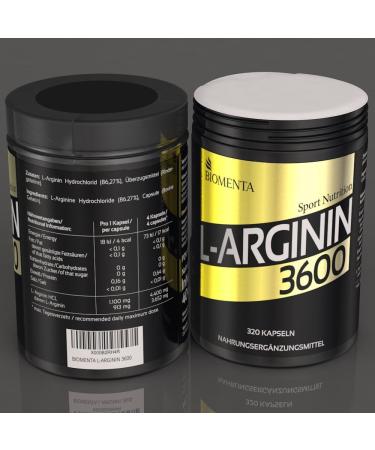 Buy BIOMENTA L-Arginine 3600 - 320 High Dose Arginine Capsules (913 mg) - Premium Quality Bulk Pack for Optimal Health - Buy Online on GoSupps.com