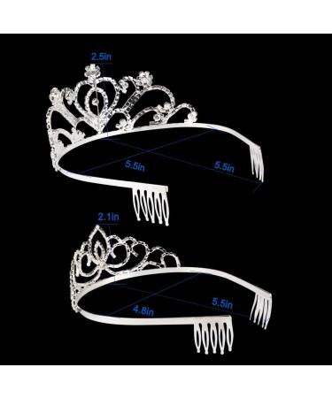 Jaciya 2 Pack Silver Crystal Tiara for Women and Girls - Rhinestone Princess Crown Headpieces for Wedding, Birthday, and Party - Hair Accessories with Combs - Buy Online on GoSupps.com