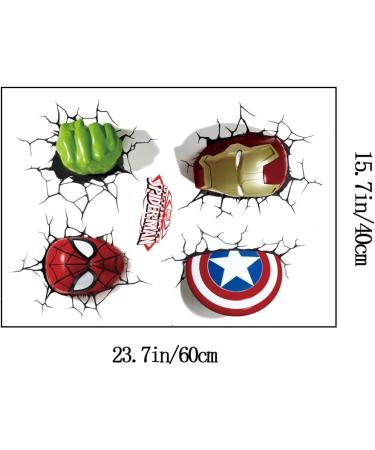 Superhero Spiderman Hulk Shield 3D Wall Stickers - Bedroom & Living Room Wall Decor - Buy Online on GoSupps.com
