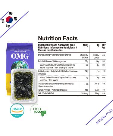 Korea Food OMG Oh My Gim Seaweed Snack - Wasabi Flavor Nori Algae (4g x 16) for International Shipping - Buy Online on GoSupps.com
