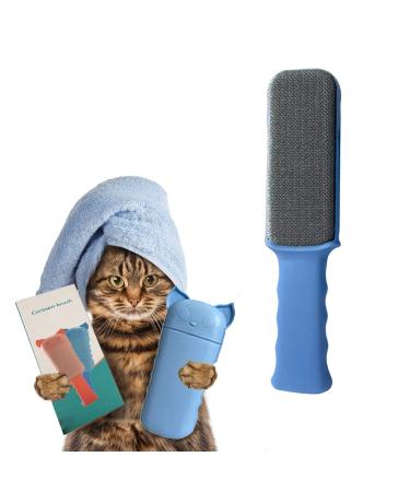 TIKCOCO Lint Brush, Lint Remover for Clothes, Pet Hair Remover, Dog and Cat Hair Fur Remover, Furniture, Coach Bed, Double-Sided Brush, Self-Cleaning Base Blue