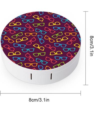 Color Cartoon Glasses Round Case For Contact Lens Kit Storage Box with Mirror Printed - Buy Online on GoSupps.com