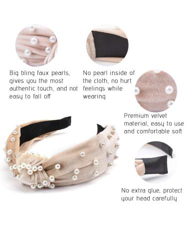 TOBATOBA Pearl and Leopard Headband for Women - Wide Knot Beaded Hair Accessory (Color 1) - Buy Online on GoSupps.com