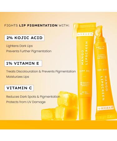 Hyp.hen Mango Lip Balm SPF 50 PA+ | 2% Kojic Acid Brightening L.ip Ba.lm for Dark & Pigmented Li.ps | 1% Vitamin E & Vitamin C | Moisturizing SPF Lip Balm for Dry Lips - 10 g - Buy Online on GoSupps.com