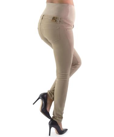 Milano Maternity Jeans - Ultra Stretch Buttery Soft Denim, High Waisted Over The Bump Band, Beige - Comfortable Slim Fit for Pregnant Women - Buy Online on GoSupps.com