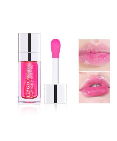 CAHIUYOA Lip Oil Hydrating Tinted Lip Oil Lip Gloss Lip Glow Oil Lip Tint Non-sticky Big Brush Head Nourishing Repairing Plumping Lip Oil Lip Gloss - Pink