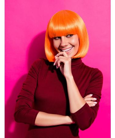 Orange Wig and Sunglasses - Orange Bob Wig Short Orange Wig Orange Wigs for Women Orange Bob Wig with Fringe (Orange) - Buy Online on GoSupps.com