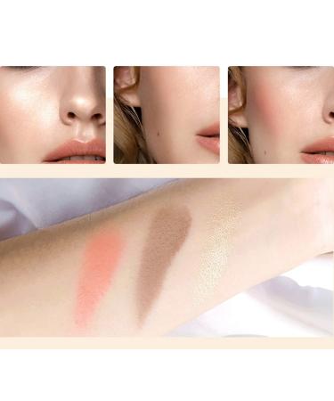 Go Ho 3-In-1 Contour Highlighter Blush Palette - Silky Smooth Pressed Powder for Face Sculpting and Daily Makeup - Buy Online on GoSupps.com