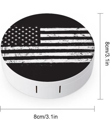 Black And White USA Flag Round Case For Contact Lens Kit Storage Box with Mirror Printed - Buy Online on GoSupps.com