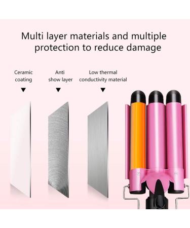 Hair Curler 3 Barrels Hair Waver Curling Iron Big Wave Hair Crimper Wand for Long Hair Electric Hair Crimpers Tongs with Two Speed Temp Control 25MM Pink Pink One Size - Buy Online on GoSupps.com