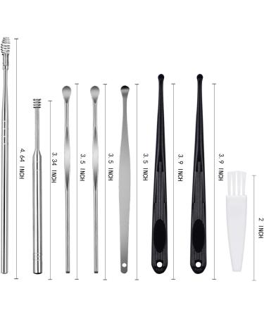 Felicey 8 Pcs Ear Pick Ear Curette Cleaner Kit with Storage Box and Cleaning Brush - Silver | Ear Wax Removal Tool Set - Buy Online on GoSupps.com