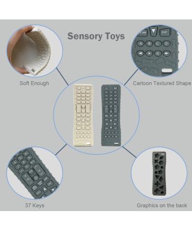 2Pack Silicone Baby Teething Toys | TV Remote Control Shape Teether for Babies 3-12 Months | Soft Chew Toys for Boys or Girls | Grey+White - Buy Online on GoSupps.com